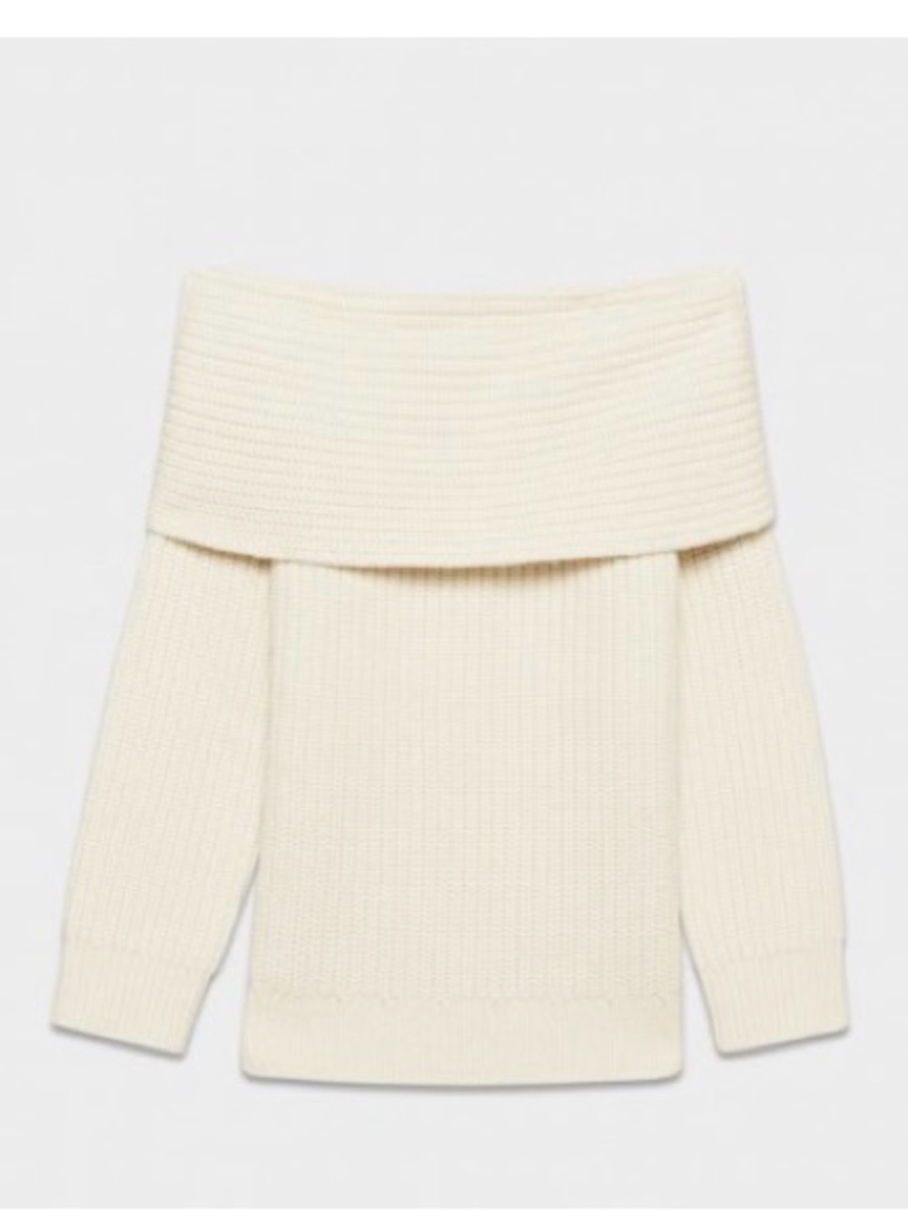 Aritzia - Wilfred Off-the-Shoulder Foldover merino wool Sweater — Cream, LARGE - Picture 6 of 16